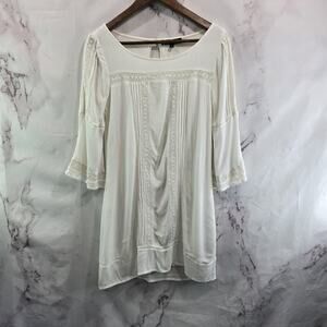 Sanctuary Dress Womens Small White Cover Up Babydoll Boho Crochet Gauze
